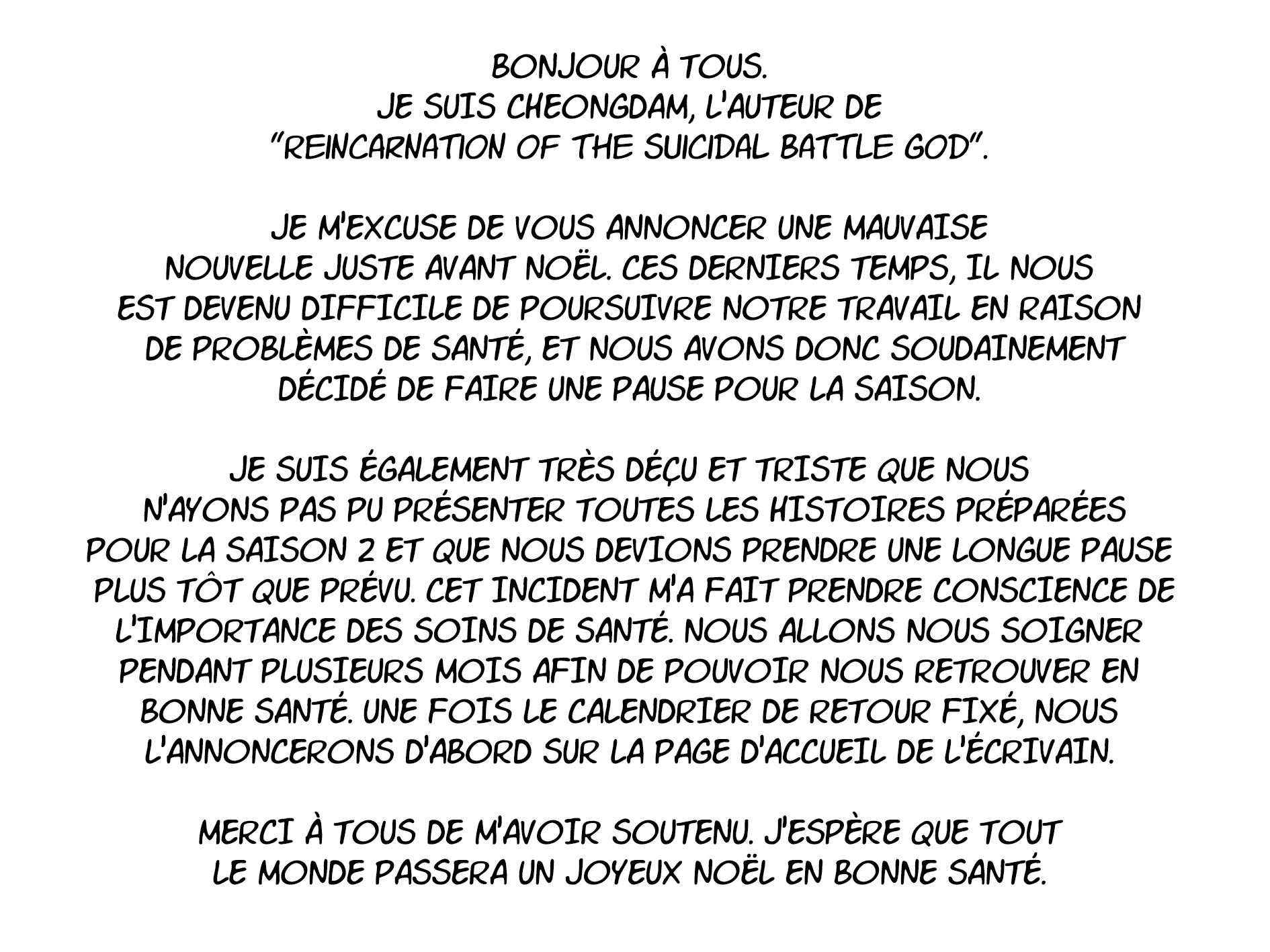 Read Reincarnation of the Suicidal Battle God FR Manga Online